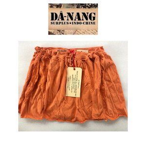 Da-Nang Tangerine Drawstring Cotton Mini Skirt